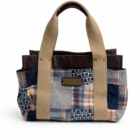 Tommy Hilfiger Handbags - Tommy Hilfiger Vintage Y2K American Patchwork Classic Madras Plaid Denim Handbag